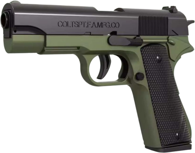 M1911 탄피배출 자동 연발 너프건 권총 MJS JOYFUL, 그린, 1세트