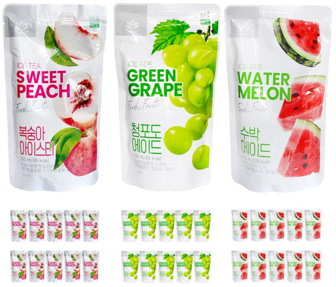 밸런스그로우 에이드 230ml x 30팩 (복숭아 +청포도 +수박), 1세트