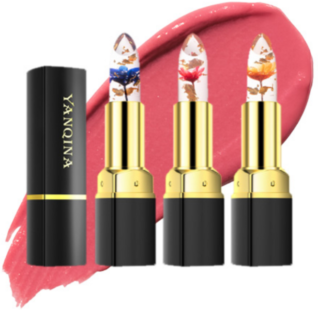 미나미 YANQINA 수분촉촉 컬러 체인징 투명 유리알 3컬러 변색 꽃 립밤 M220, 1개, 3.2g, #2 Red Rose