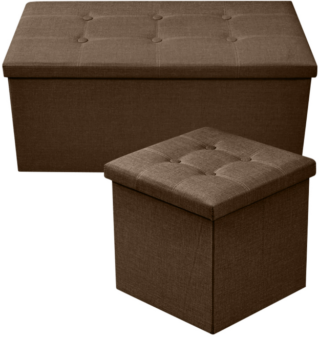 벨레스 접이식 수납형 스툴 중형+대형 세트, 1개, 초코브라운