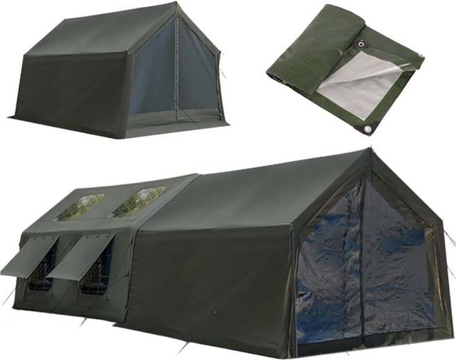 에어텐트 코튼 6.3 원터치 공기주입식 감성 캠핑텐트 가족텐트 거실형, 에어텐트 13.6 + 13.6 카키