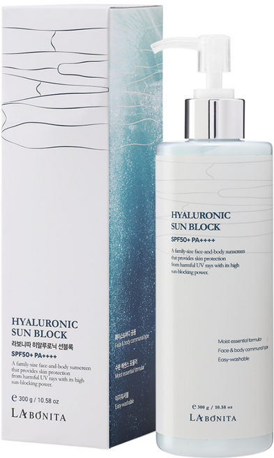 라보니따 히알루로닉 선블록 300g / 대용량 온가족 투명 무백탁 선세럼 / SPF50+PA++++/ 온몸 사용 가능 끈적이 없는 썬크림, 1개