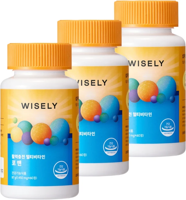 와이즐리 활력충전 멀티비타민 포 맨, 3개, 60정 - 쿠팡