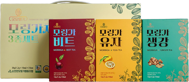 [굿모링가]순천만 모링가차 3종 선물세트 (유자 생강 비트), 1박스, 1개입
