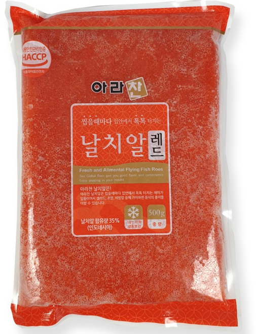 해물총각 씹을때마다 톡톡 터지는 프리미엄 날치알 레드, 1팩, 500g