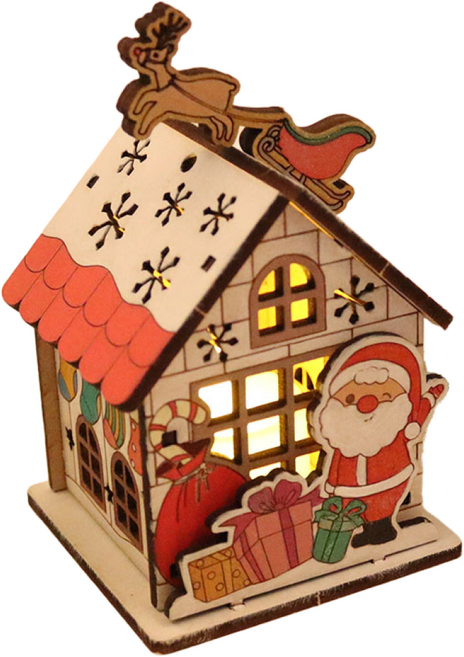 아이디몬 우드 DIY 조명 크리스마스 무드등 산타 (촛불포함) LED 조명키트 만들기 MDF 조립, 단품, 1개