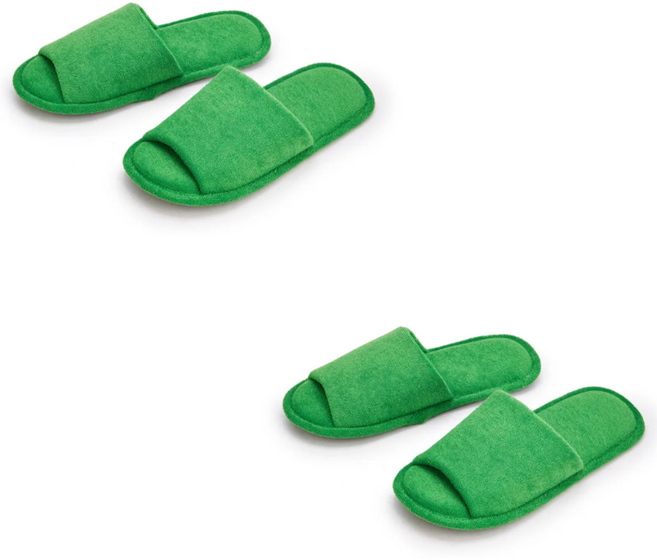 모다데코 1+1 타올지 워셔블 거실화 층간소음 방지 발편한 실내 슬리퍼, 1개, 그린+그린