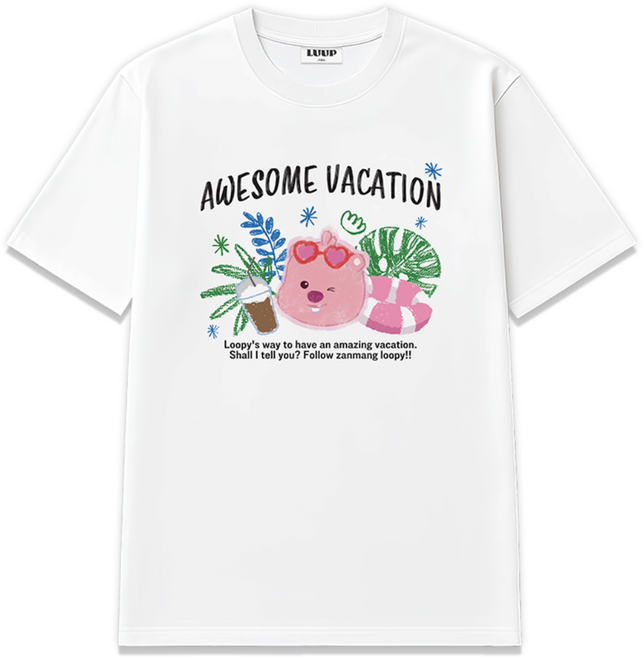 [잔망루피공식] 어썸베케이션 반팔 티셔츠 캐릭터 디자인 데일리룩