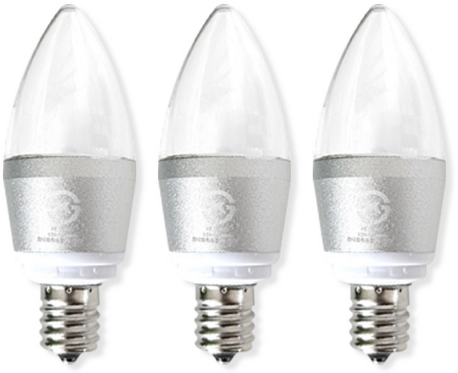 알라딘라이팅 LED 촛대구 E17 촛대전구 램프 샹들리에전구 5W 촛불전구 투명 촛대등, 3개, 전구색