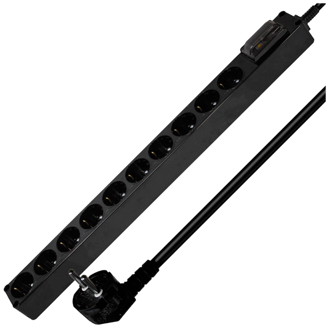 현대일렉트릭 8구 10구 과부하 누전차단 PVC 블랙 멀티탭, 1개, 10구 누전차단 2.5m