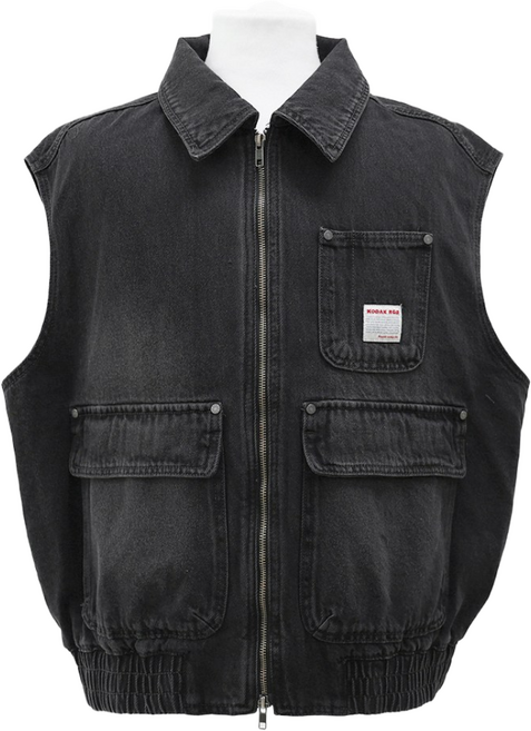 코닥 조끼 RGB 데님 카라 베스트 봄 남성 여성 공용 happyJ 보증택