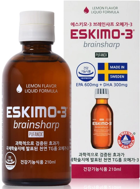 아스트라 오메가3 에스키모3 브레인샤프 210ml 1병(~2027년 3월 1일), 1박스 - 쿠팡
