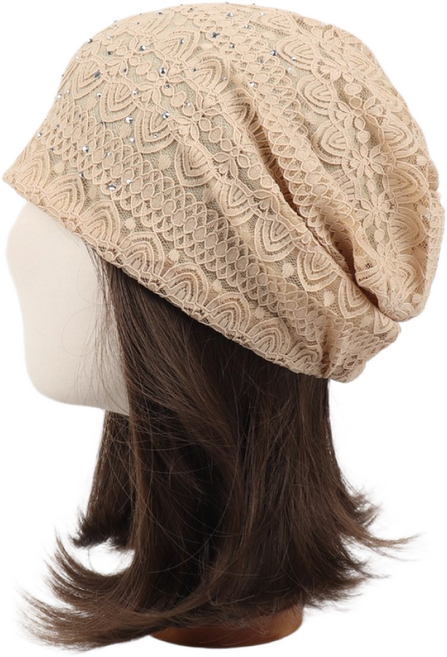 비토스 중년여성모자 엄마모자 비즈레이스 비니 두건