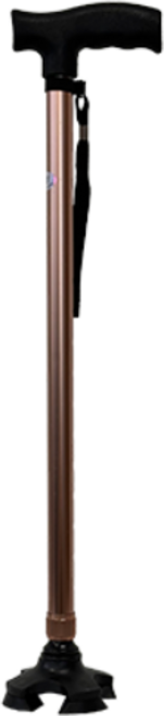 제이에스 초경량 지팡이 4발 어르신 지팡이, 브라운, 1개
