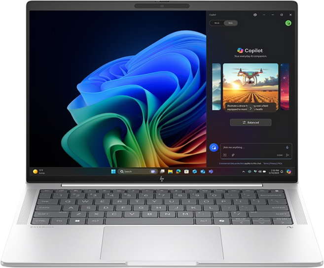 HP 엘리트북 X G1i 14 U7 258V 32GB 1TB 5G Al 노트북, B93XXPT, WIN11 Pro, Glacier Silver