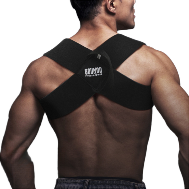 개미풍작 남여공용 바른자세 헬스 어깨밴드, 1개, 블랙