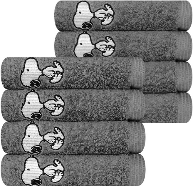 송월타월 스누피 리버 수건 145g 30수 면사, 다크그레이, 8개