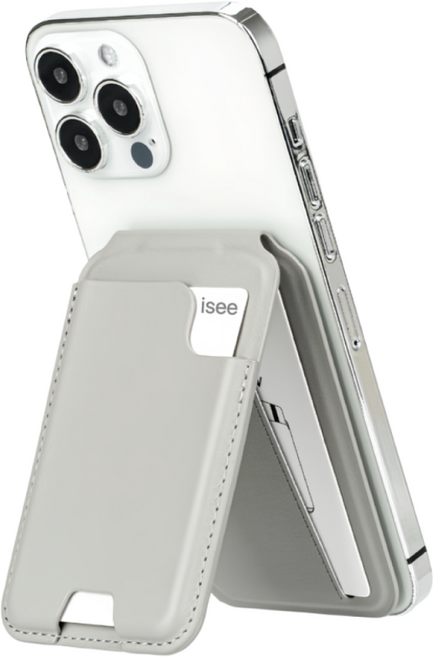 아이시(isee) 맥세이프 강력자석 각도조절 스탠드 카드지갑 (카드4장 수납), 아이보리, 1개