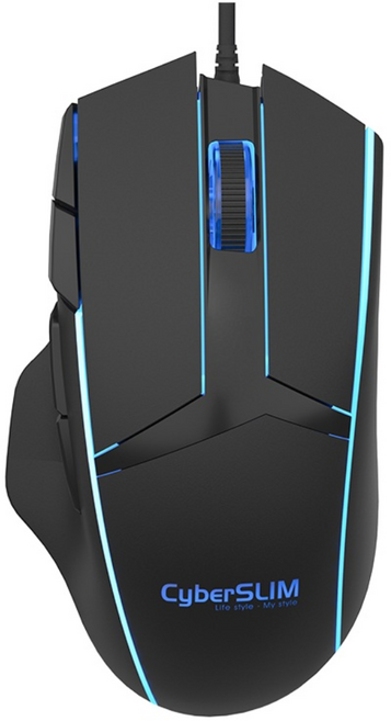 CyberSLIM MG1 電競滑鼠 6400 DPI RGB 燈光, 黑色, MG1-B