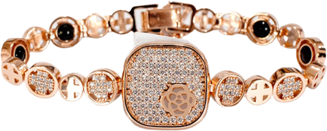 프로텍메디칼 프리미엄 24K 네오디움 클로바 큐빅 장미 건강팔찌 효도선물 데일리 패션, L, 1개