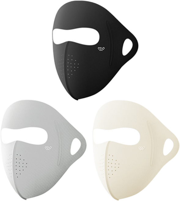 완켄판시 골프마스크 자외선차단마스크 얼굴햇빛가리개 쿨 마스크, 검은색 + 회색 + 미색, 1개