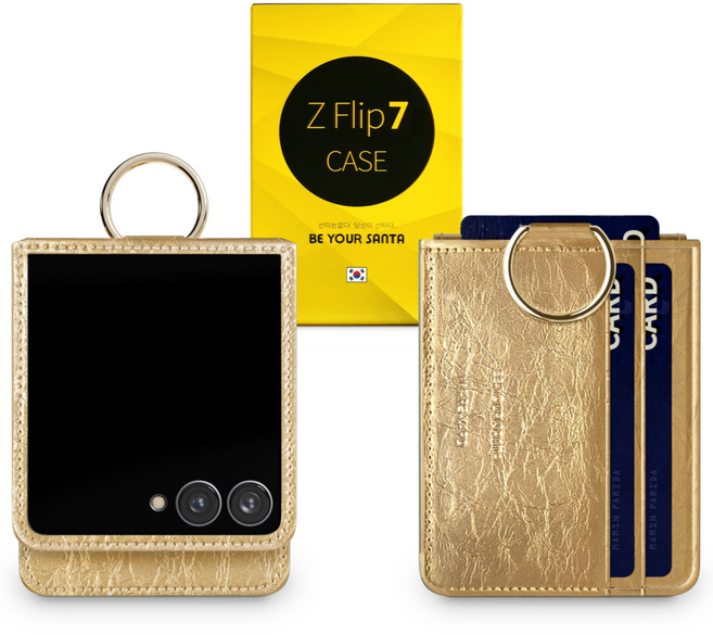 비유어산타 갤럭시 Z플립7 케이스 힌지보호 국내 천연가죽 카드수납 케이스 마스야드
