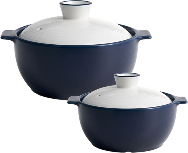 [한국도자기리빙] 리한 아름팟 무균열 뚝배기 2종세트 16+12cm 블루, 1개