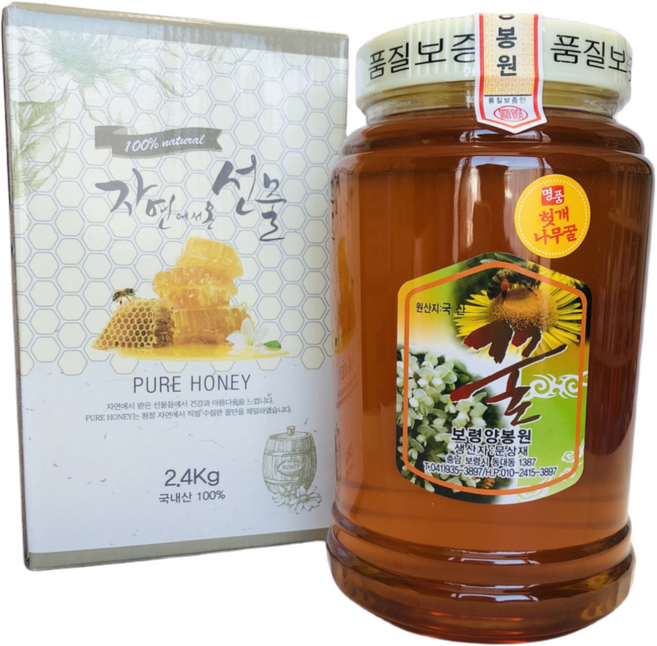 [보령양봉원] 국내산 100% 천연벌꿀 헛개나물꿀 2.4kg 헛개꿀, 1개