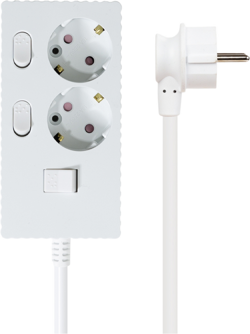 파워존 자동소화 4000W 고용량 웨이브 개별스위치 과부하차단 2구 멀티탭 50cm 1.5m 3m 5m 7m, 자동소화 개별스위치 2구 1.5m 화이트, 1개