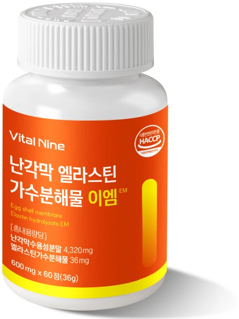 바이탈나인 난각막 엘라스틴 가수분해물 이엠 600mg x 60정, 30정, 1개 - 쿠팡
