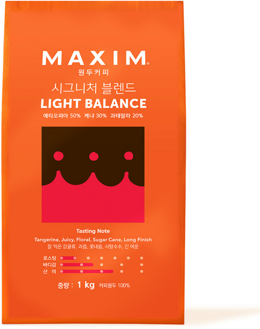 맥심 시그니처 블렌드 라이트 밸런스 원두 커피, 1kg, 1개입, 1개