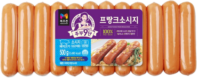 목우촌 주부9단 프랑크소시지 500g, 3개