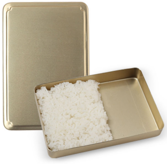 [추억의 옛날 양은 도시락통] 알루미늄 나들이 레트로 양철 도시락, 1개, 금색-직사각중 도시락