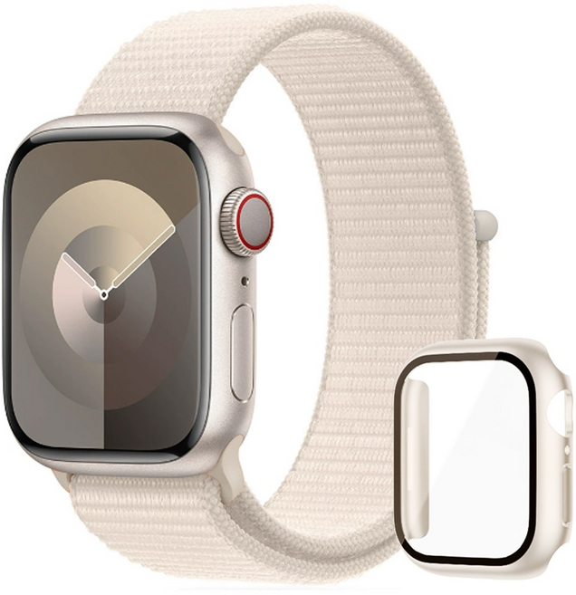 아이비온 애플워치 스포츠 나일론 스트랩 40 44 + 풀커버 케이스 세트, 스타라이트 x 40mm x 1개