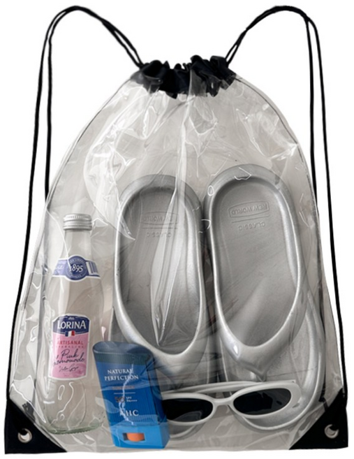 블루씨티 클리어 짐색 PVC 수납 워터밤 투명 방수 스트링 가방, 일반ver_블랙