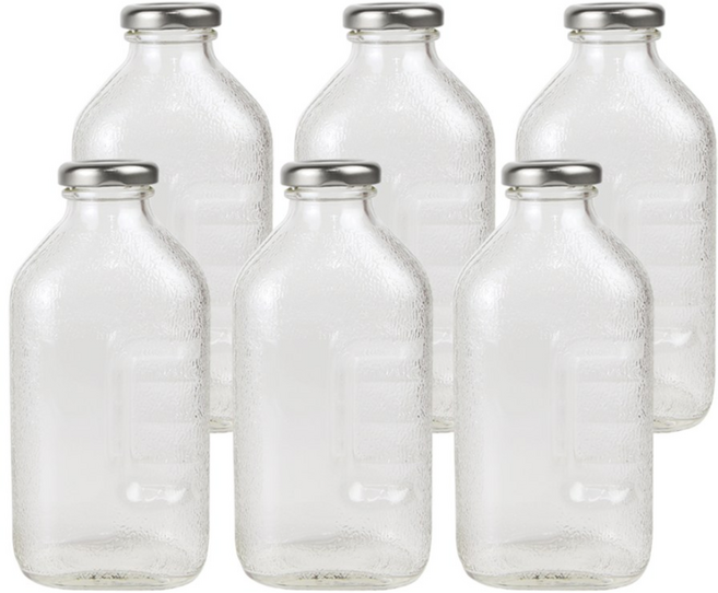 가인글로벌 사각델몬트500 유리병, 38러그캡 (실버), 6개, 500ml