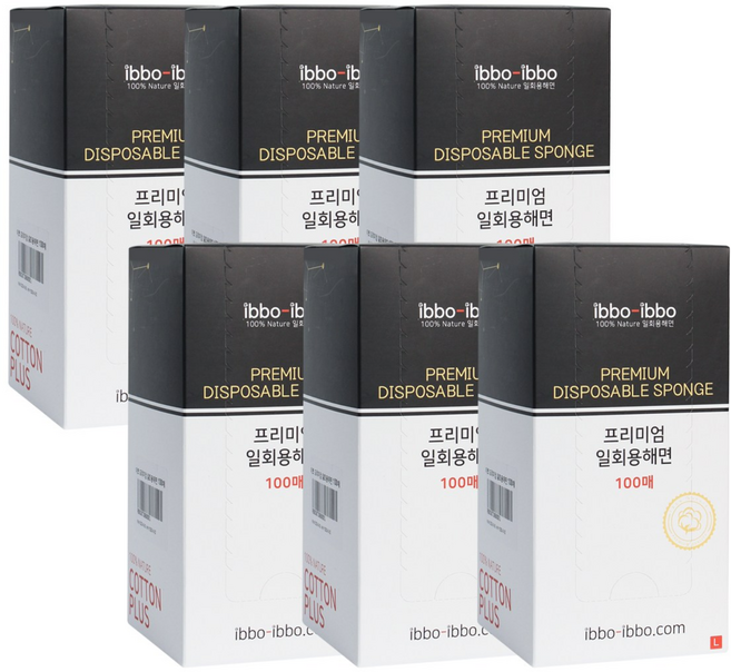 이뽀이뽀 베이직/프리미엄 일회용해면 L (베이직 120매 5개/프리미엄 100매 6개) 클렌징 세안 스킨케어 관리실 닦토 토너팩 피부미용 일회용수건, 100매입, 6개