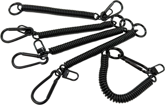 비플래닛 카라비너 스프링 분실방지 낚시 등산 여행 운동 멀티 버클 안전고리 열쇠고리 스프링줄 스트랩, 5개, 블랙