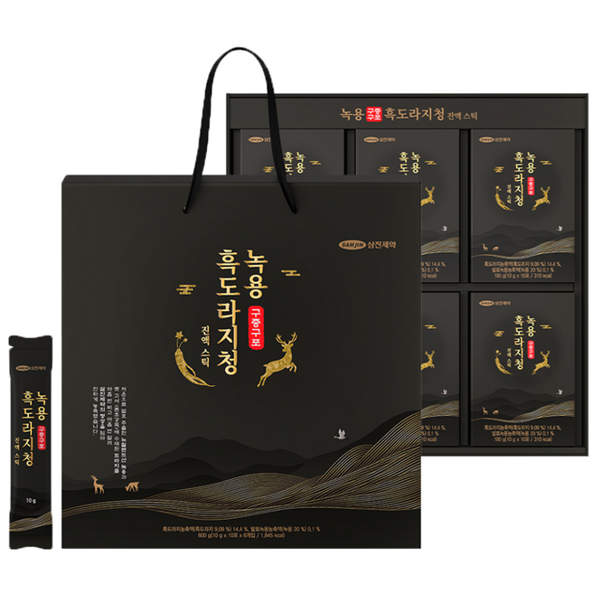 삼진제약 녹용 구증구포 흑도라지청 진액 스틱 60개입 + 쇼핑백, 600g, 1개