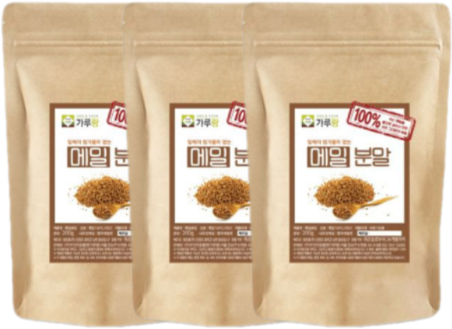 가루랑 100% 국산 메밀분말(생) 선식 200g 3개 묶음