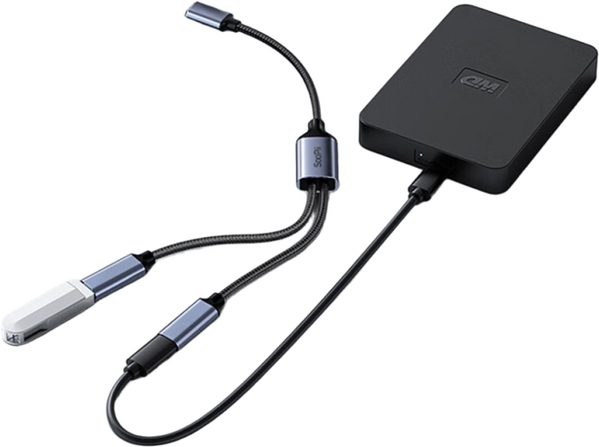 수피 Y자형 USB C to C타입 듀얼 데이터전송 연장 케이블 GD28 변환젠더, 50cm, 1개