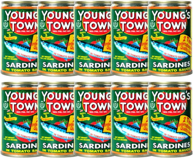 필리핀 정어리 통조림 그린 Youngs Town Sardines Tomato Green, 155g, 10개