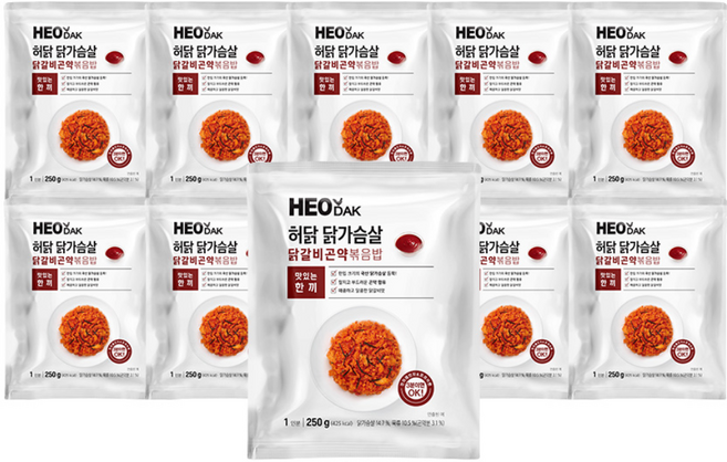허닭 닭가슴살 닭갈비곤약볶음밥 250g, 10개, 250g × 10개