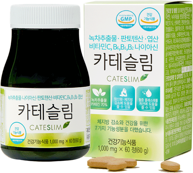 카테슬림 다이어트보조제 칼로리컷팅제 카테킨 녹차추출물, 60정, 3개