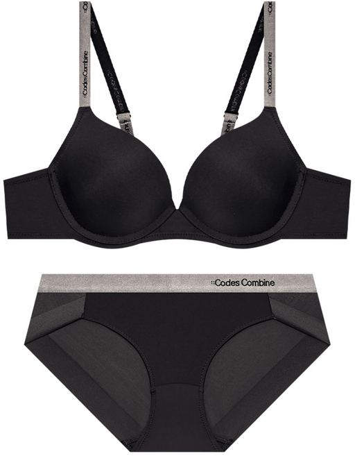 코데즈컴바인이너웨어 딥무드 실버밴딩 브라 햄팬티 세트_블랙