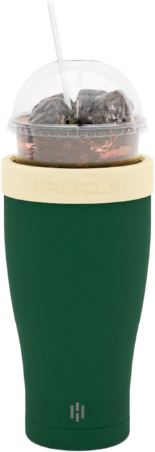 해밀로 아이스커피 대용량 텀블러 얼죽아 테이크아웃 텀블러 스텐 보온 보냉 대형 대용량, 그린+손잡이