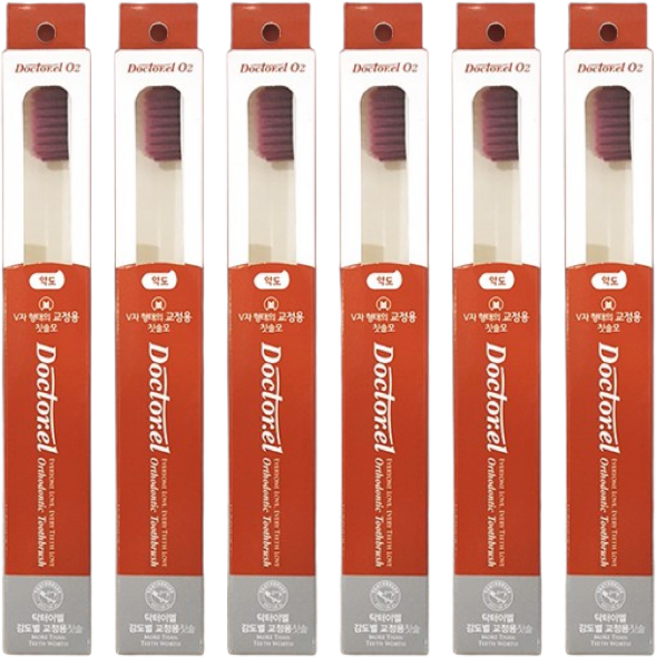 닥터이엘 교정 V컷 극세 양면 미세모 칫솔 약도 6개입 (모 끝 0.01mm 초미세모), 1개