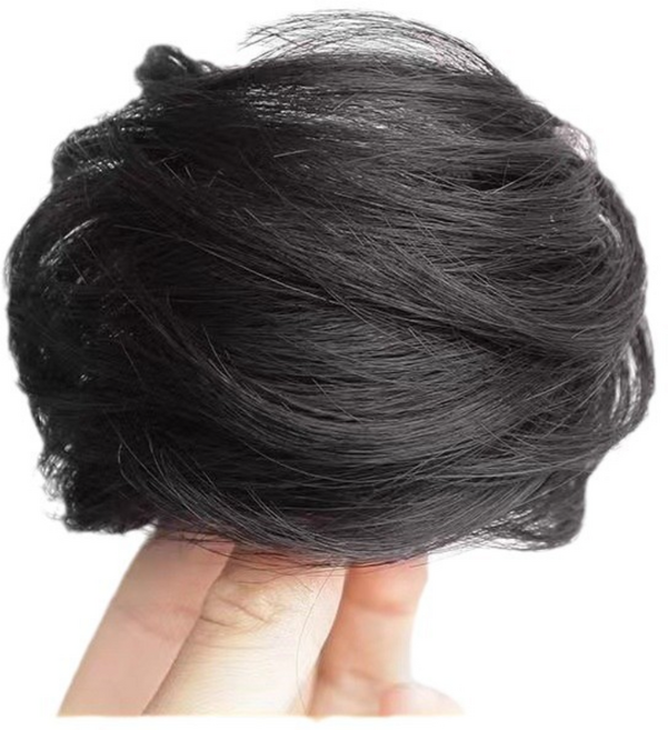 풍성한 올림머리 똥머리 가발 밴드, 1개, 블랙