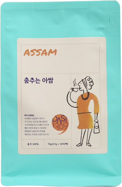 [다시1369] 춤추는 아쌈 30티백 II 아쌈에 우유를 더한 밀크티 한잔 신난아침, 1개, 30개입, 2.5g