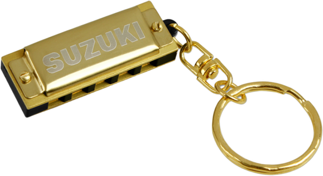 SUZUKI 스즈키 골드 미니 열쇠고리 하모니카, 1개